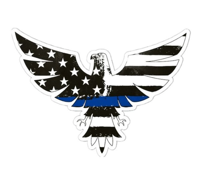 სტიკერი არწივი ამერიკის დროშის ფერებში 15x10 სმ (შავი, თეთრი, ლურჯი)